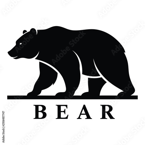 Minimalist Black Bear Silhouette Logo Design Concept