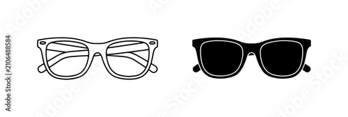 Obraz na plátně Retro Wayfarer Sunglasses, Clear and Black Styles, Vector Icons for Fashion and