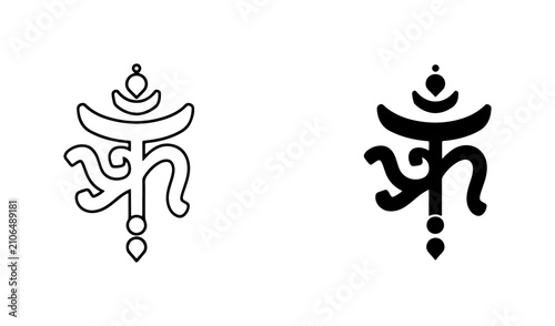 Foto Sacred Om Symbol Vector, Spiritual Om Icon, Yoga Meditation Symbol, Hinduism Om
