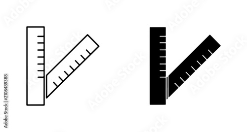 Foto Adjustable Angle Ruler Icons, Black and White Measurement Tools, Engineering and