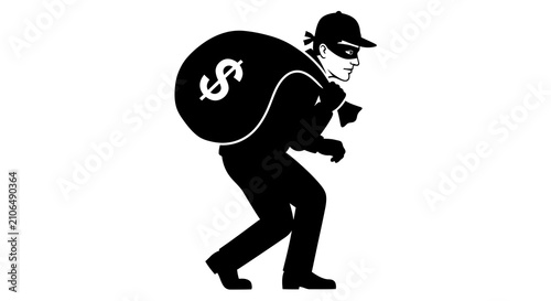 Valokuva Running Thief With Money Bag Silhouette burglar