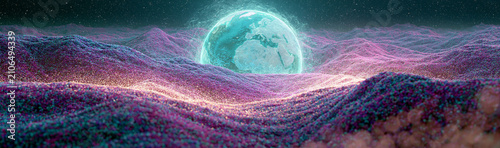Cosmic Earth Aura: A styliz...