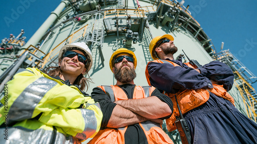 Industrial Team Posing: A d...