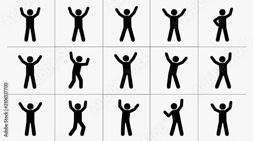 Schilderij op canvas Silhouetted Human Gestures Collection.