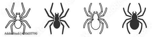 Foto Spider icons set, vector illustration for insect and arachnid category on transp