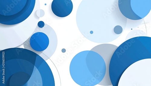 Abstract background with overlapping blue and white circles creating a layered, modern design on a clean white surface