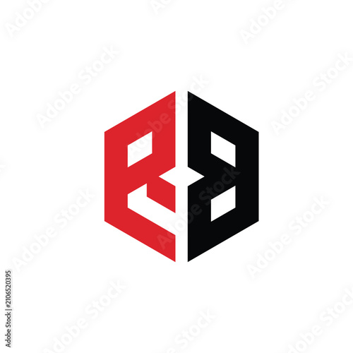 Hexagonal Letter RB Monogram Logo