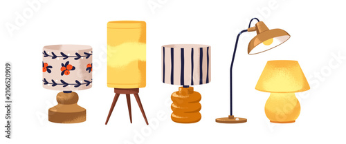 Cuadro en lienzo Table and floor night lamps set