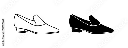 Photography Classic Loafer Shoes, Black and White Vector Icons, Elegant Footwear Design