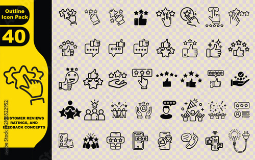 40 vector icon sets focusing on customer reviews, ratings, and feedback concepts