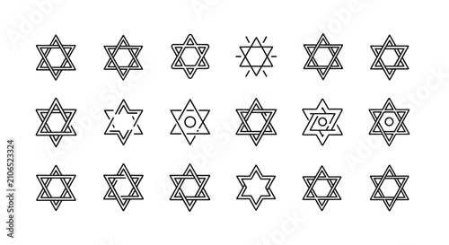 Collection Of Star Of David Line Art Silhouettes