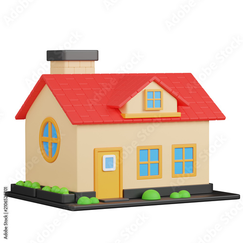 Konstfotografi 3D render real estate house Isolated icon