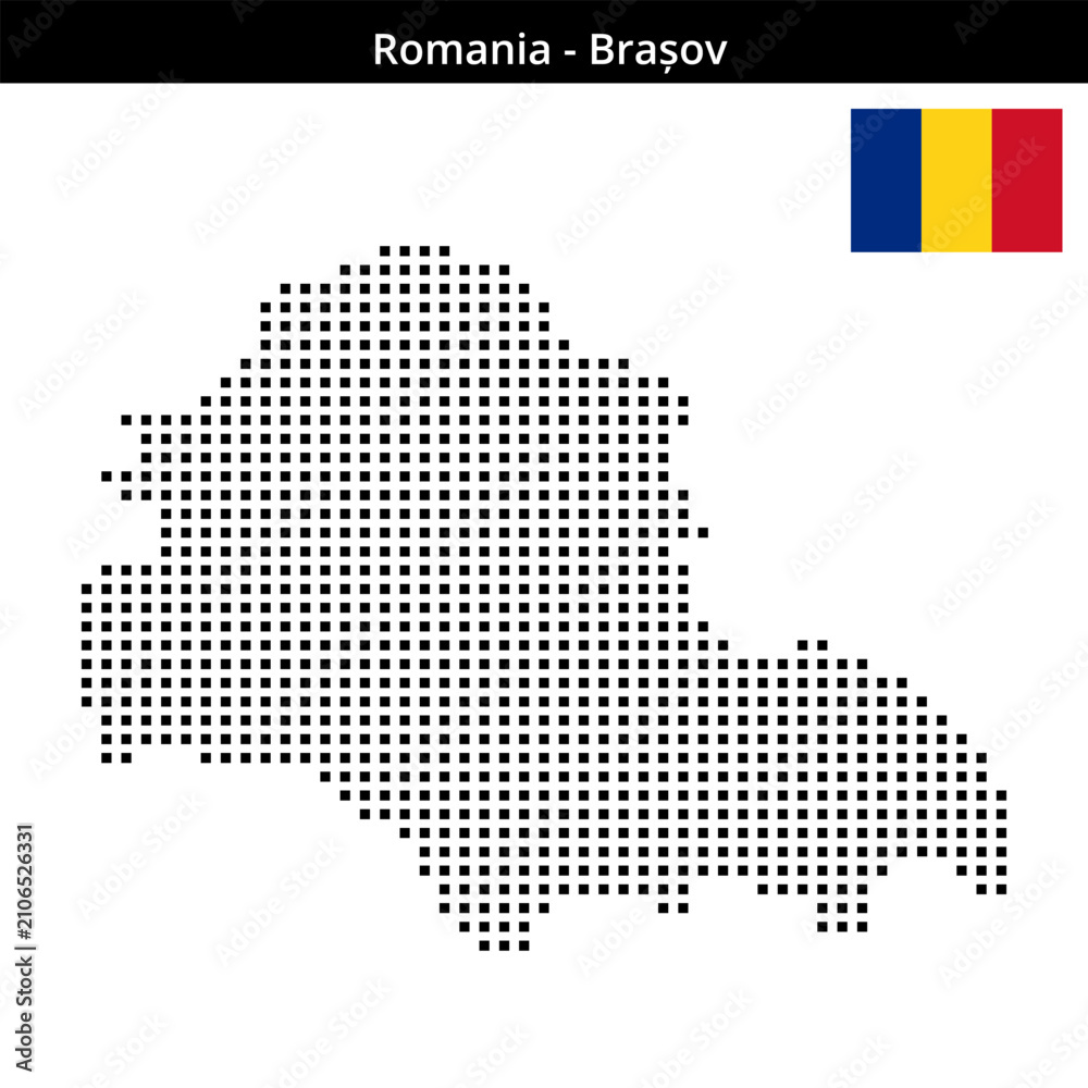 Fototapeta premium Map of Romania region Brașov in medium size square dots