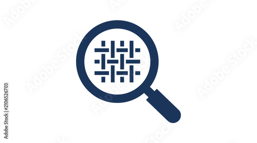 Magnifying glass with QR code.