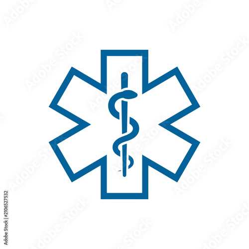 Medical emergency star symbol logo sign.