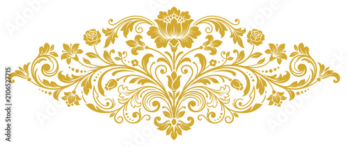 Elegant Golden Floral Swirl Ornament - Decorative Element