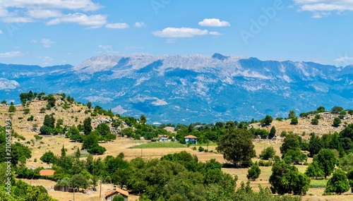 Canvas Print Antalya, Turkey - July 18, 2026: Panoramic view of the mountains in Selge near M