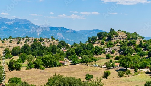 Canvas Print Antalya, Turkey - July 18, 2026: Panoramic view of the mountains in Selge near M