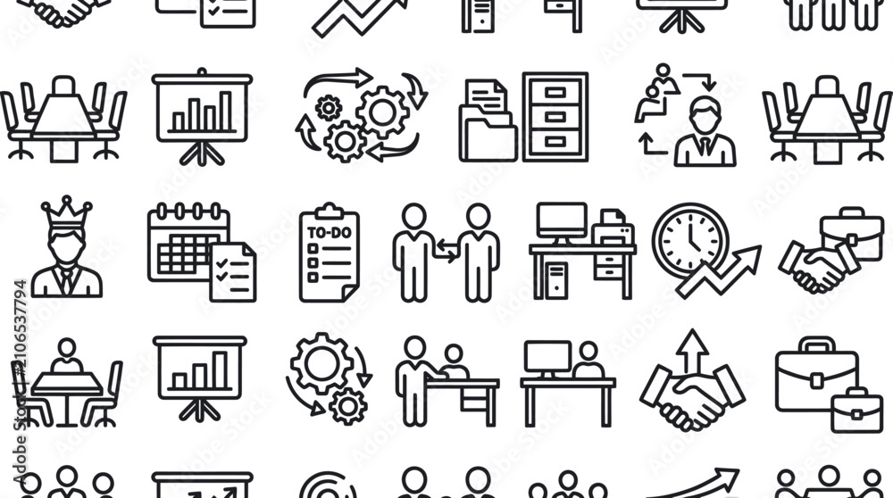 Fototapeta premium Teamwork meeting and corporate leadership business icons.