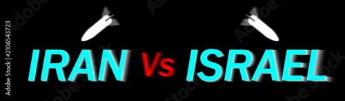 Fotografía Iran vs Israel with missiles on black background