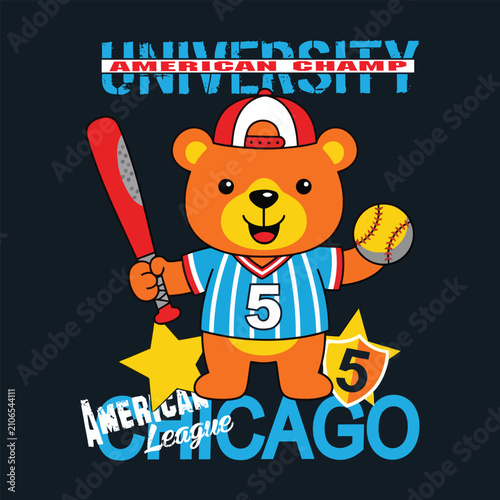 Chicago Hummersity Baseball Team Bear Mascot Design