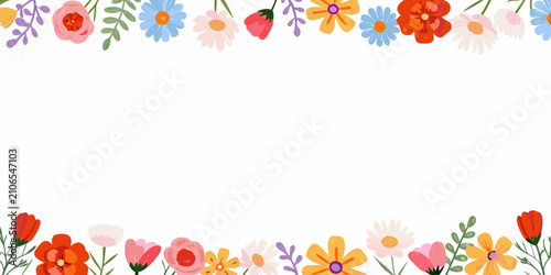 Foto Floral ornament with colorful blossoms on a white background