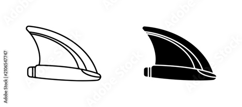 Schilderij op canvas Surfboard Fin Vector Icons, Black and White, Water Sports Equipment