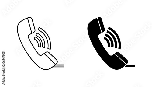 Tableau sur toile Retro Phone Receiver Icons, Vintage Communication Symbols, Old Telephone Handset