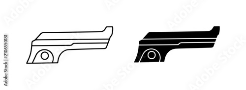 Vászonkép Pistol Grip Vector Icons: Outline and Silhouette, Firearm Component Graphics