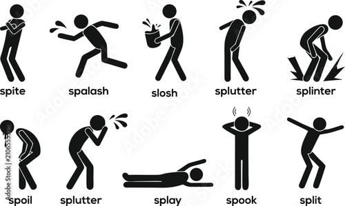 Collection of Illustrations Depicting Different Expressions of Physical Discomfort and Injury