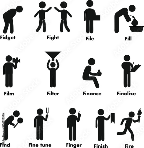 Simplistic Black Silhouettes Depicting Personal and Creative Actions