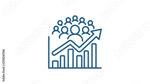 Population growth and business performance statistics icon