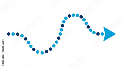 Dynamic blue dotted arrow moving forward symbol representing progress direction and strategic navigation in abstract visual theme