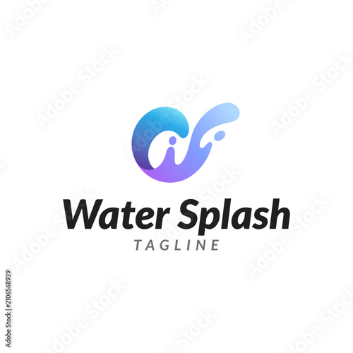 Wave initial letter logo with the letter W forming an water splash.