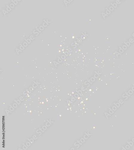 Golden Christmas Sparkling Light Bokeh with Floating Glowing Dust Isolated on Transparent Background