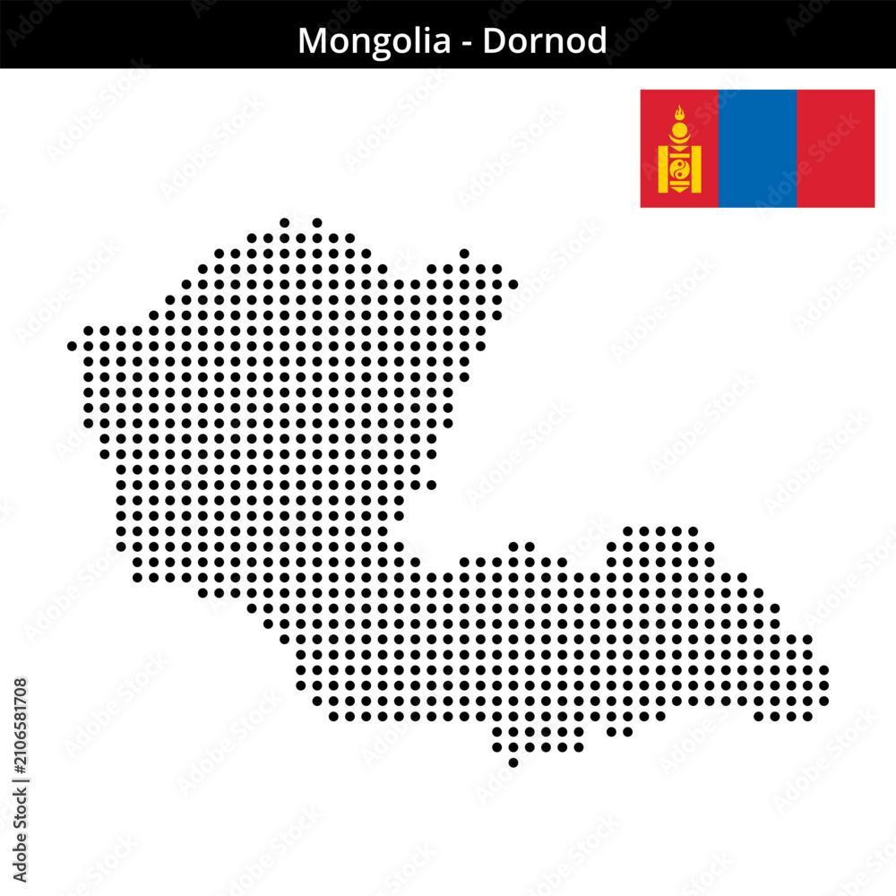 Obraz premium Map of Mongolia region Dornod in medium size dots