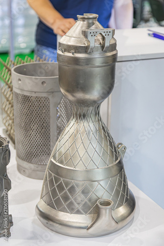 Принти на полотні Metal 3D-printed rocket engine nozzle prototype with integrated cooling channels