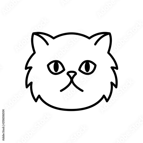 Simple outline icon of a Persian cat face. Perfect for International Cat Day campaigns, pet grooming, and animal care graphics.
