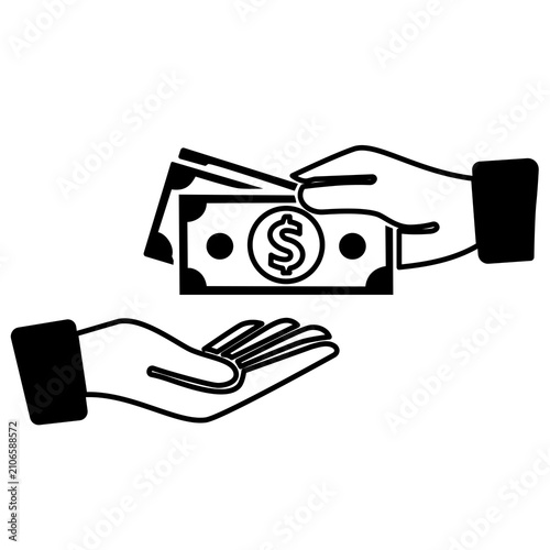 Принти на полотні hand holding a cash payment