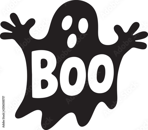 Foto Cute ghost saying boo with arms out