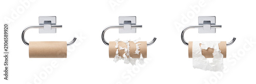 Empty Toilet Paper Roll Holder Series: Full, Half Used, and Completely Empty