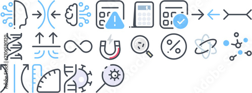 Quadro su tela Science Icon Pack featuring dna, maths, chemistry, symbol, virus, mathematics, formula, calculator, neural, geometry, physics, infinity, magnetic