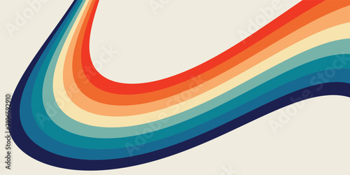 Valokuva Groovy retro background pattern Vintage grunge colorful stripes background
