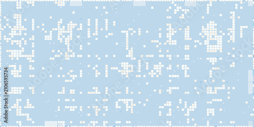 Bild auf Leinwand Blue graph paper pattern with light grid lines and white squares
