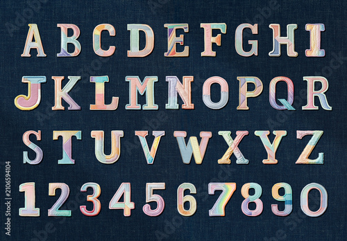 Colorful Alphabet And Numbers Design Font Set