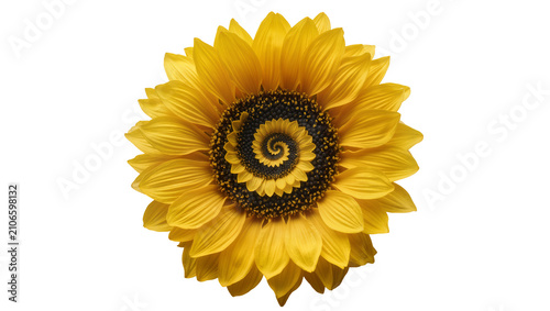 Foto Isolated beautiful sunflower with mesmerizing unique spiral pattern in the cente