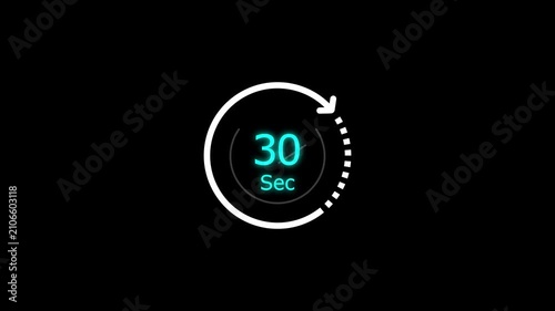 30 sec clock icon animation. Clock 30-second icon Digital and analog clock 30 seconds isolated on white background. and creating a stunning video.4k video.