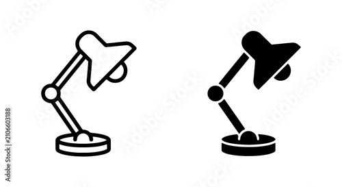 Foto Desk Lamp Icons, Adjustable Light, Modern Illumination, Vector Graphics Set