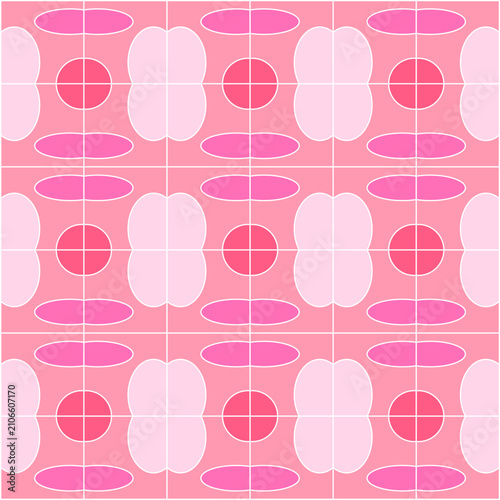 Illustration of a pink circle pattern with white lines, background