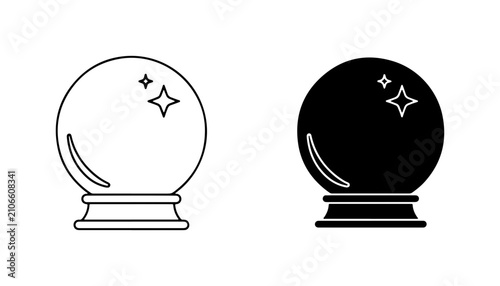 Fotografie Crystal Ball Icons, Fortune Telling Sphere, Magic Orb, Psychic Vision, Future Pr